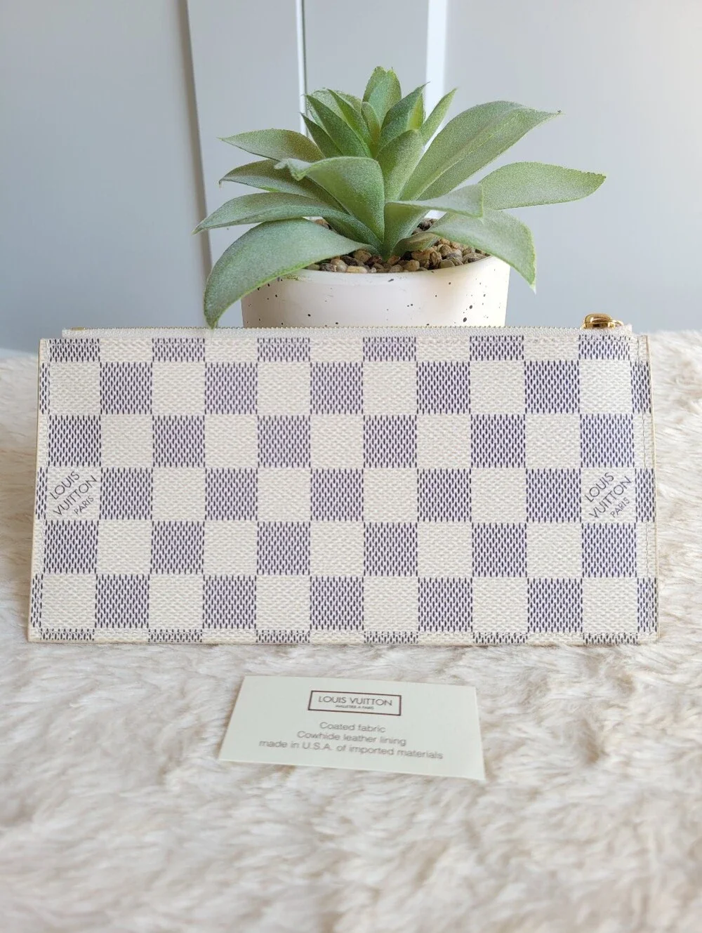 Louis Vuitton FELICIE Insert Coin Make Up Purse Wallet Damier Azur Rose